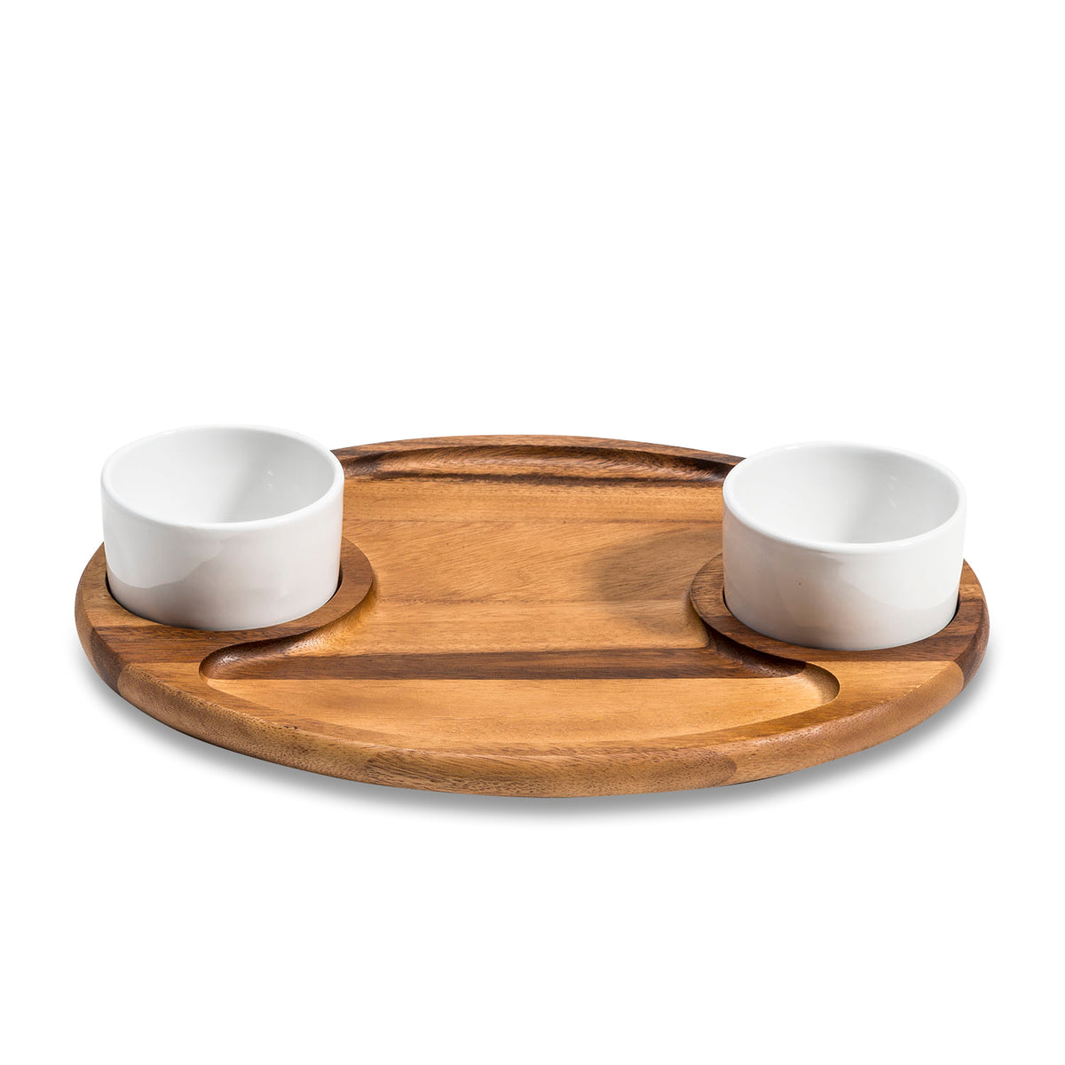 Charcuterie/ Serving Tray w/ 2 ceramic bowls w/ lids